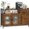 WOLTU Credenza Cucina con 3 Ante, Mobile Buffet Salvaspazio con 2 Ripiani Regolabile, in Legno e Metallo, per Cucina, Soggiorno, Ingresso, 110x33x75 cm, Marrone Rustico