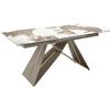 AC ANGEL CERDÁ Angel Cerdá - Tavolo da pranzo allungabile moderno in gres porcellanato | Gambe Acciaio Colore Champagne | Elegante e Sofisticato | Per 10 Posti | 180/240 x 90 x 76 cm