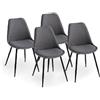 SIEDITI FUORI E DENTRO Set di 4 sedie sala da pranzo, Sedie da cucina in polipropilene con cuscino ecopelle e gambe in metallo, Sedie stile scandinavo (Tessuto, Grigio Scuro)