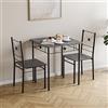 Vida Designs Roslyn - Set di tavolo da pranzo e sedie, set di mobili moderni e contemporanei per la colazione, colore grigio, 2 posti