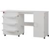 Vicco Tavolo da cucito Carmen, Bianco, 148 x 75 cm con 3 ripiani e armadio, pieghevole con ruote per un utilizzo flessibile come tavolo da lavoro