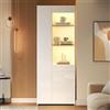 NADEUSAK Vetrinetta 70 x 180 cm, bianco con cassetti, vetrina in vetro, mobile alto, credenza con armadio, vetrina a terra, ripiano divisorio