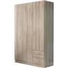 milani home - armadio colonna 3 ante 2 cassetti, effetto legno olmo, 120 x 52 x 190 cm