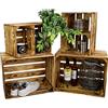 Kistenkolli Altes Land Cassette vintage fiammate, 50 x 40 x 29 cm/40 x 30 x 25 cm, decorazione per la casa, per la frutta, il vino o il fai da te (set da 4, design orizzontale)