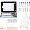 Creativon Set Pittura 24 Pezzi - Valigetta Completa con Tela da Disegno, Cavalletto in Legno, Pennelli, Colori Acrilici e Accessori per Artisti