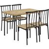 Soberine Tavolo da Pranzo con 4 Sedie, Set 5 Pezzi in MDF e Metallo per Sala da Pranzo, Cucina, Bar e Soggiorno per 4 Persone Marrone