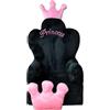 nana shop Poltrona pieghevole per bambini 2-in-1 lettino e sedia con ricamo personalizzabile (Nero con corona rosa)