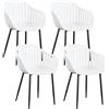GrandCA HOME Set di 4 Sedie da Pranzo Moderne, Sedia da Cucina con Braccioli, con Schienale cavo Verticale e Gambe in Metallo Nero, Adatte per Soggiorno, Balcone, Ufficio - Bianco