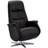 Furnhouse Ibbe Design Poltrona Reclinabile Relax Girevole Nero Reclinabile Manuale con Poggiapiedi Poltrona da Salotto Poltrona Tappezzata Delta in Pelle, con Portata 130 kg, 90x79x114