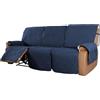 WWQQKJ Copridivano Reclinabile Copridivano Antiscivolo in 1-Pezzo per Divani Reclinabili Copridivano Idrorepellente A 2 Posti per Divano A 2 Cuscini Protezione Trapuntata(Blu Navy,3 places)