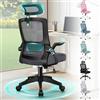 ALFORDSON Sedia da Ufficio Scrivania Ergonomica, Con Braccioli Pieghevoli, Sedile Imbottito e Schienale in Rete Traspirante, Girevole con Ruote, Funzione Oscillante, Portata 180 kg(Grigia scura)