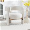 Ya-Home Poltrona Imbottita Sedia da Salotto in Tessuto Poltroncine Salotti con Gambe in Legno Poltroncina Moderna per Camera da Letto/Soggiorno/Caffè, Bianco