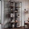 Mendler Scaffale HWC-P12, libreria alta, metallo industriale melaminico certificato MVG 180x80x31cm - nero, marrone