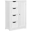Yaheetech Mobile da Bagno Armadietto Autoportante Salvaspazio Mobiletto Multiuso da Terra in Legno 56 x 30 x 82 cm con 4 Cassetti e Ripiano Regolabile Bianco per Cucina Soggiorno Corridoio