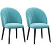 HOMCOM Set 2 Sedie Sala da Pranzo in Velluto, Sedie da Cucina e Soggiorno con Gambe in Metallo e Schienale a Conchiglia, Verde