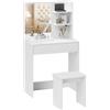 HOMCOM Postazione Trucco con Specchio e Sgabello 75x40x137 cm Bianco