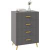 HOMCOM Cassettiera 4 Cassetti Moderna e Antiribaltamento, Mobile Cassettiera in Legno e Alluminio, 60x40x90 cm, Oro e Grigio Scuro