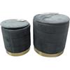 Italia Magazzini Set 2 Pouf Contenitore Rotondi In Velluto Design Elegante Moderno Casa Salotto Sgabello Poggiapiedi Tondo Con Coperchio Rimovibile (Grigio Scuro)