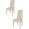 t m c s Tommychairs - Set 2 sedie modello Chiara per cucina bar e sala da pranzo, robusta struttura in legno di faggio verniciata naturale, seduta e schienale imbottiti e rivestiti in tessuto color avorio