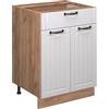 Vicco Mobiletto base per cucina Fame-Line, Bianco country, 60 cm
