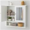 MAKA change your life quality MAKA Specchio Bagno Contenitore in Legno, Specchiera Armadietto con Ripiani, Pensile a Parete con Anta, Mobiletto Bagno con Specchio, Specchiera con Contenitore per Ingresso (Alatri Bianco)