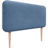 DHOME Testiera Imbottita Liscia Arrotondata in Tessuto Aqualine con Gambe per Parete Acustica Testate Letto Fonoassorbenti Camera da Letto (Blu, 100cm)