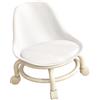 KKPLZZ Sgabello Basso per Bambini con Schienale, Ruote Universali, Sedile a Rotelle, Multifunzionale, Solido, Durevole, Compatto, Salvaspazio, Design di Sicurezza, Plastica, Metallo, Bianco