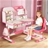 Cukoekim Set sedia da scrivania regolabili per bambini con tavolo e sedia ergonomiche motivi cartoni animati libreria cassetto (rosa)