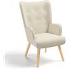 IDMarket - Sillón escandinavo IVAR de tela beige