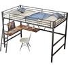 Azkoeesy Letto a Soppalco Singolo in Metallo Robusto per Cameretta, con Scrivania, Scala Inclinata, Librerie e Parapetto di Sicurezza, 90x200 cm, Colore Nero, per Adolescenti e Adulti
