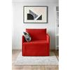 Ponti Divani - Poltrona letto COMPACT salva spazio - poltrona letto artigianale, made in italy con materasso in poliuretano espanso italiano - 200x80 - Poltrona letto singolo - Tessuto (rosso)