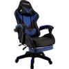 xRace - Poltrona da gaming per videogiochi, girevole, alta in pelle con supporto lombare, poggiatesta e poggiapiedi, regolabile, inclinabile, stile corse racing (blu)