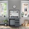 Vicco Tavolo da toeletta Sherry, Grigio lucido, 90 cm | senza specchio · 4 cassetti · Da terra · Look senza maniglie · Forma compatta