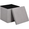 WOLTU Pouf Contenitore Quadrato, Poggiapiedi Divano Pieghevole, in Tessuto Teddy e MDF, per Ingresso, Soggiorno, Camera da Letto, 38x38x37 cm, Grigio Chiaro