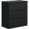 meble masztalerz Cassettiera Camera da Letto con 3 Cassetti - Credenza Soggiorno - Moderna Comò - Cassettiera Alta - Mobiletto con Cassetti - Nero Opaca 70 x 39 x 78,5 cm