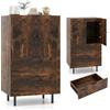 KOMFOTTEU Credenza da cucina, mobile a buffet con 2 cassetti e armadio con ante, armadio con gambe in metallo, per soggiorno, sala da pranzo, corridoio, 60 x 42 x 102 cm (marrone)