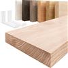 LAMO Manufaktur Mensola da parete con staffe bianche a J | Mensola 100 cm per soggiorno, cucina, studio stile industriale | Colore: grezzo, Bordo: diritto | Legno massello