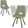 WAFTING Set di 2 Sedie Sala da Pranzo Girevoli, Rotazione 360°, Seduta Larga 48 cm， Sedie da Cucina Imbottite con Schienale Traforato, per Sala da Pranzo, Cucina e Reception, Grigio Verde