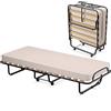 GIANTEX Letto Singolo Pieghevole con 4 Ruote, Portata di 120 kg, Letto Pieghevole con Materasso e 4 Gambe in Mettallo, Fibbia Fissata, 80 x 190 cm, Materasso di 10 cm, Ideale per Viaggio e di Riserva