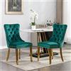 FINTHOMING Sedie Cucina Set da 2, Set di 2 Sedie sala da Pranzo con Schienale Alto in Velluto, Sedia Imbottita Morbida con Gambe in Acciaio Inossidabile Dorato, decorazione con borchie, portata massima 130 kg