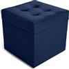 MG Design Pouf contenitore imbottito 45 × 45 cm Blu marino - capacità ca. 50 L, fino a 300 kg, superficie morbida con leggero riflesso, struttura in legno massiccio, già montato e facile da pulire