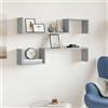 Generico Mensole Parete 2pz Grigio Cemento 100x15x20cm Legno Multistrato,Grigio,6.15kg,807272