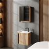 Planetmöbel Set di mobili da bagno 3 pezzi Lavabo con mobile | sottolavabo 50 x 48,3 x 24,8 cm Wotan rovere, armadio a specchio 50 x 65 x 11,4 cm con lampada a LED da incasso