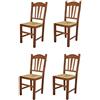 t m c s Tommychairs - Set 4 sedie modello Silvana per cucina bar e sala da pranzo, robusta struttura in legno di faggio color noce chiaro e seduta in paglia