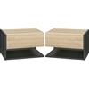 HOMCOM Comodini sospesi Set di 2 - Comodini da parete - Cassetto scorrevole - in legno bicolore effetto rovere nero