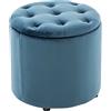 CLP Pouf Contenitore Pantin In Velluto Design Chesterfield I Poggiapiedi Divano Contenitore Con Coperchio I Sgabello Puff Con Piedini, Colore:blu