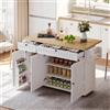 Huayz Isola da cucina autoportante Huayz, 137 x 70 x 89,5 cm, 3 porte, 2 cassetti, carrello con 6 ruote, piano di lavoro pieghevole, per cucina e sala da pranzo