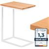 LAMO Manufaktur Tavolino laterale | tavolino per laptop | 45x30x60cm | struttura Bianco | piano in 100% vero legno massiccio colore: Naturale
