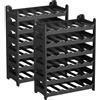 CookandSupply Cantinetta Vino Portabottiglie Effetto Pelle Martellata, Nero, 72 Bottiglie | CookandSupply x TheWV, Cantinetta Modulare Impilabile in Palastica, 6 Bottiglie per Modulo, Scaffale Portavino Salvaspazio