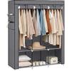 SONGMICS Guardaroba, Armadio Portatile, 3 Barre Appendiabiti, Ripiani, 4 Tasche Laterali, 45 x 130 x 167 cm, Grande Capienza per Camera da Letto, Soggiorno, Grigio RYG092G02